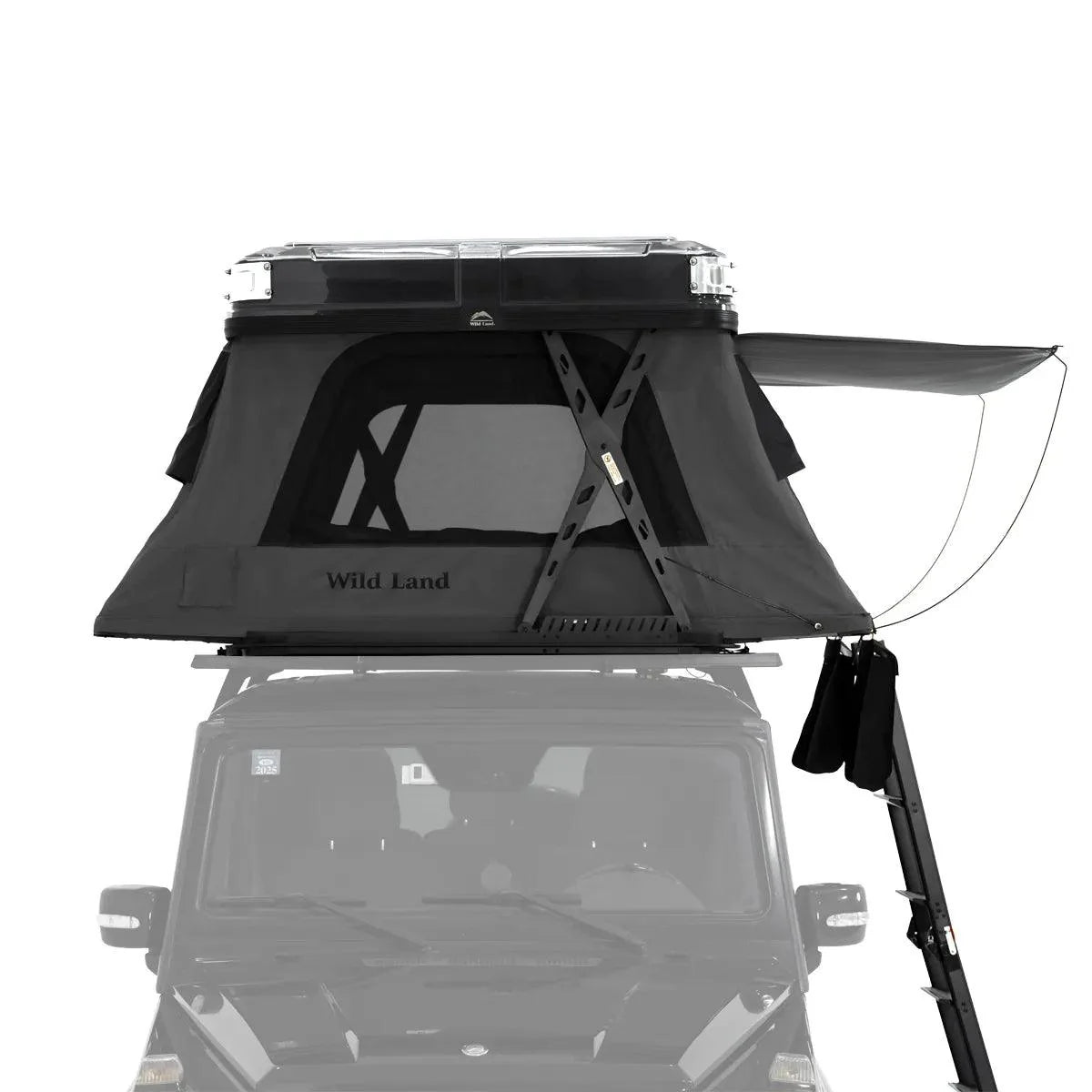 Wild Land Skyera - Black Automatic Hard Shell Roof Top Tent Fully Deployed