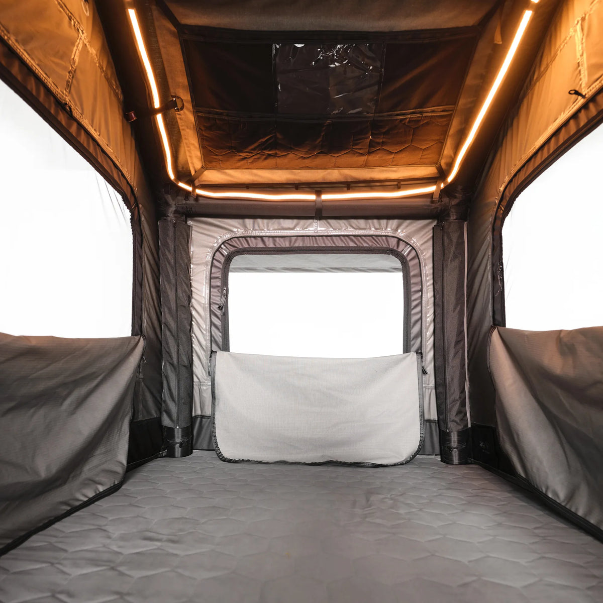 Spacious interior of Air Cruiser roof tent featuring a 20cm thick inflatable mattress