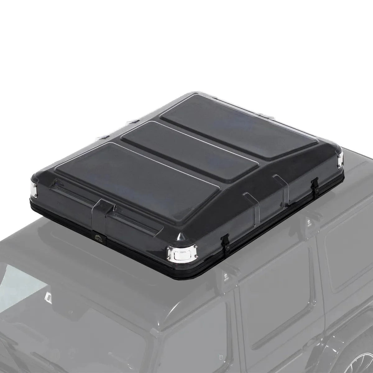 Aerodynamic low-profile aluminum shell of Skyera automatic tent when closed